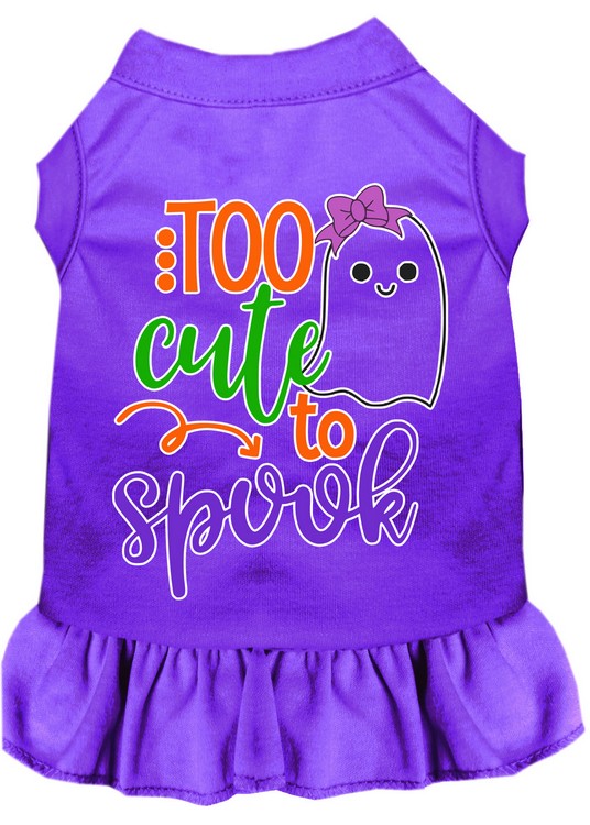 Too Cute to Spook-Girly Ghost Screen Print Dog Dress Purple Med